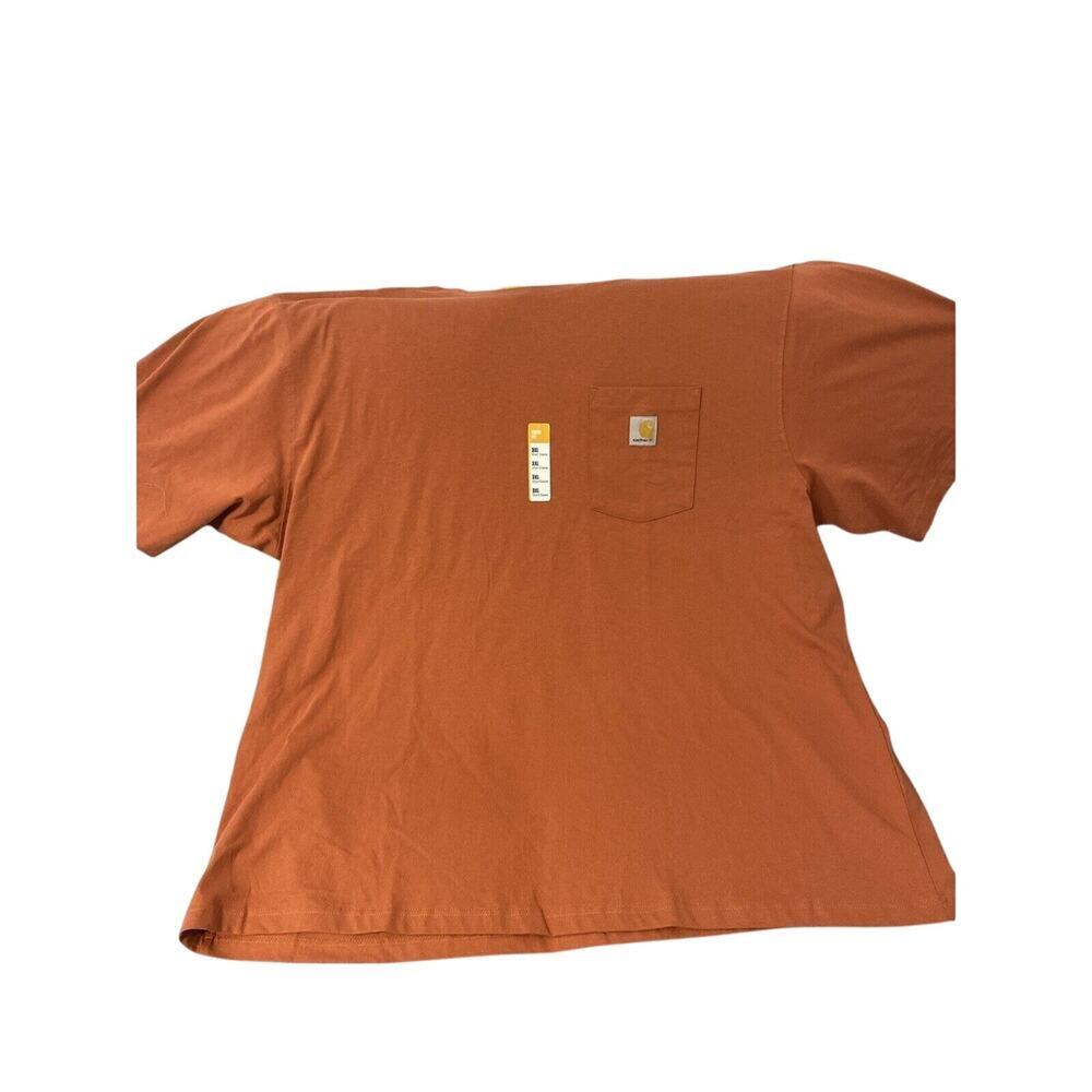 Carhartt Men's T-Shirt Loose Fit Short Sleeve Cotton Orange Single Pocket 3XL
